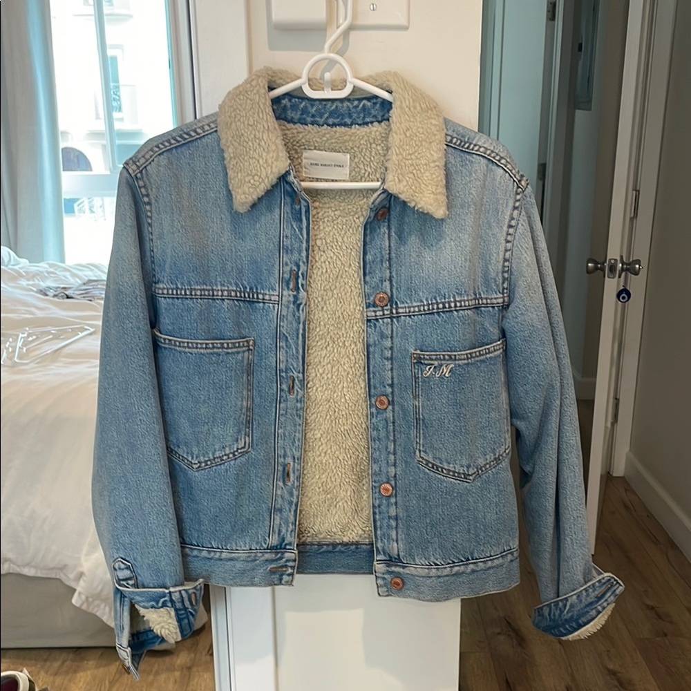 Isabel Marant Blue Denim Jacket with Sherpa Lining